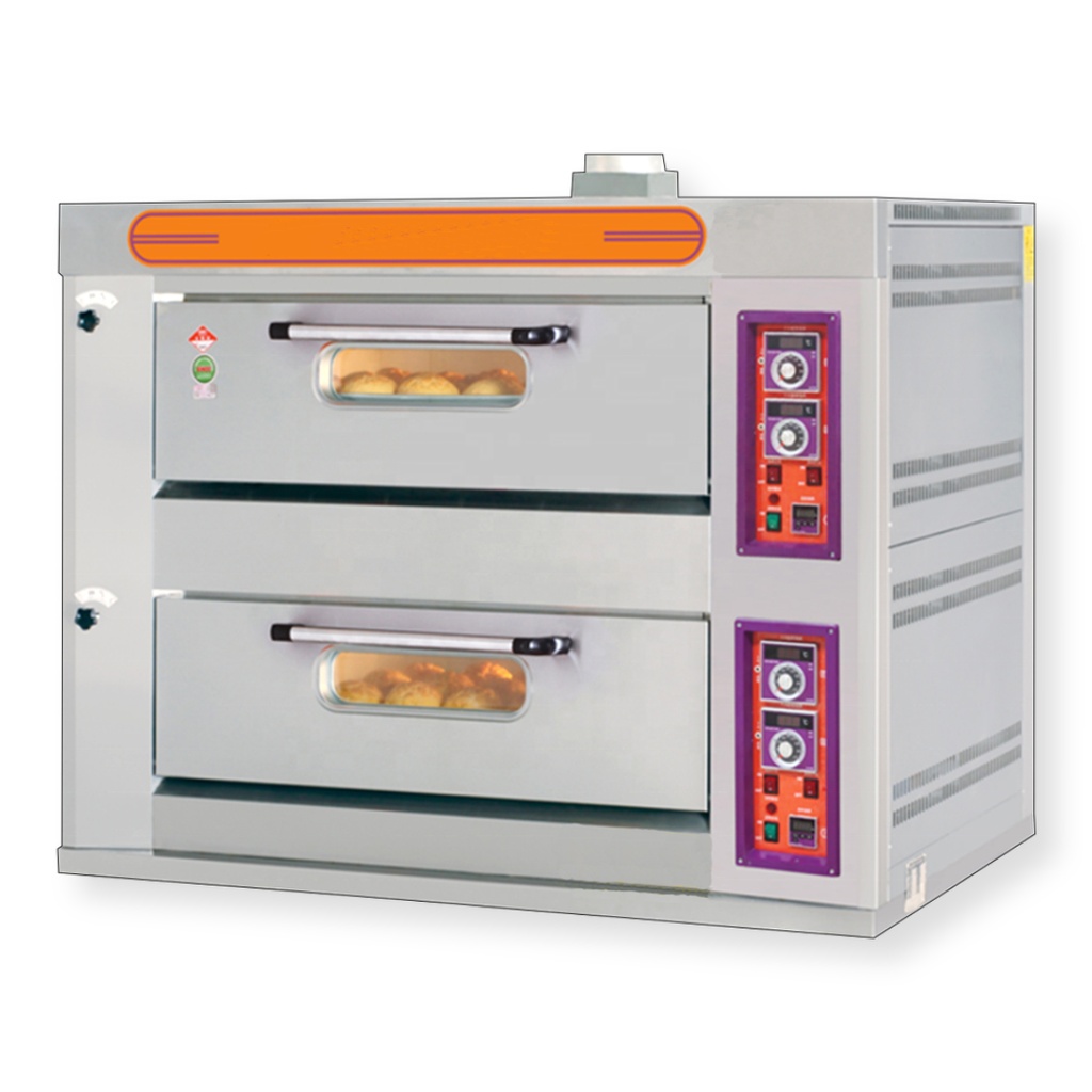 HORNO PARA PIZZA Y PAN A GAS YXY40A 110V/60/1F 2 GAVETAS 90X70 4 BANDEJAS 8 PIZZAS