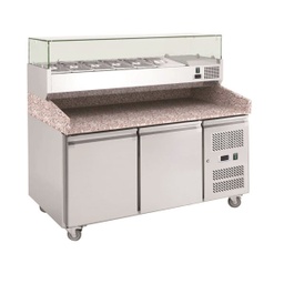 [PTFRI05702530001] MESA REFRIG PIZZA CON VITRINA PZ2600TN+VRX1500/330 110V/60/1F 7 AZAFATES GN1/4